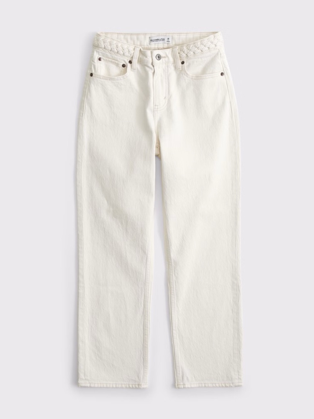 Abercrombie 90s straight ultra high rise split hem Off-White Jeans curve love - Picture 1 of 16